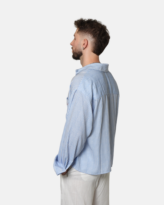 Blue Striped Boxy Shirt